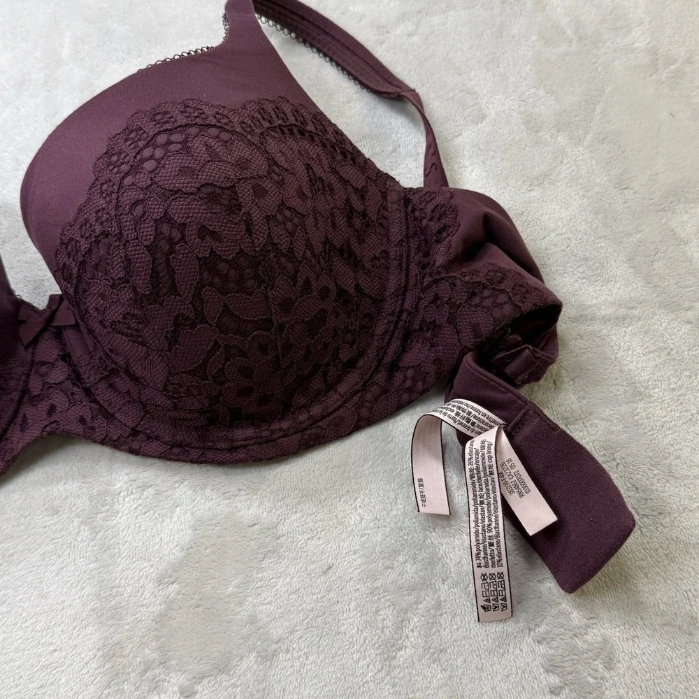 Victoria's Secret‎ Body by Victoria Bra 36DD Burgundy Lined Demi Lace